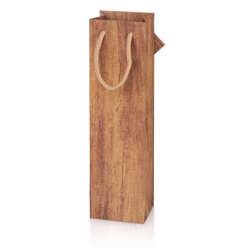 Wijntasjes Met Venster 1fles Timber 10x8.5x36cm.20stuks