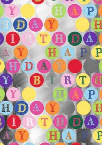 Inpakpapier Metallic Birthday Circles Multi Color 30cm x 100meter