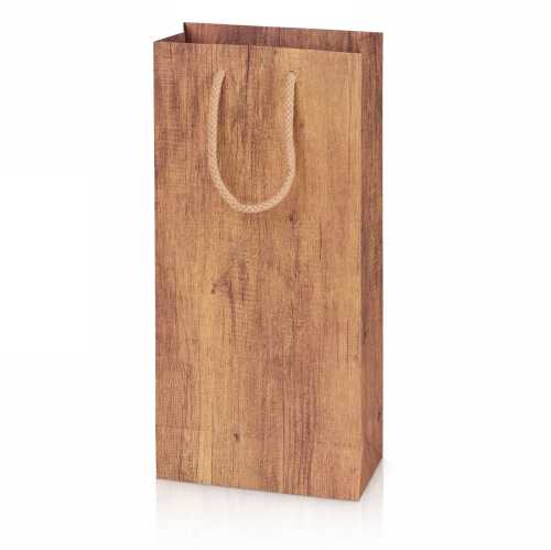 Wijntasje Met Venster 2fles Timber 17x8.5x36cm 20stuks