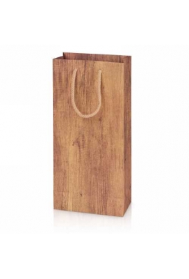 Wijntasje Met Venster 2fles Timber 17x8.5x36cm 20stuks