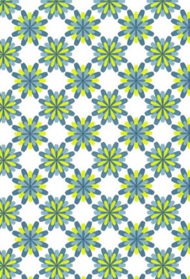 Cadeaupapier Trendy lucky flower blauw & lime 50x70cm 250vellen