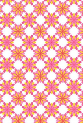 Geschenkpapier Trendy lucky flower roze & geel 40cm x 200meter