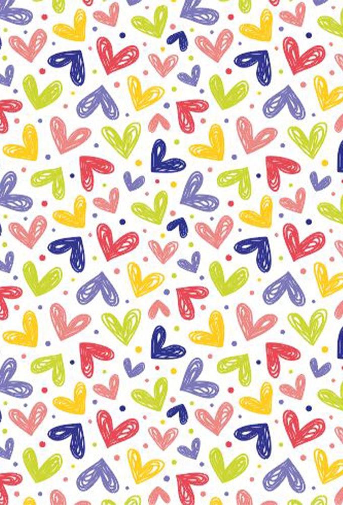 Cadeaupapier Coated hearts multicolor 70cm x 200meter