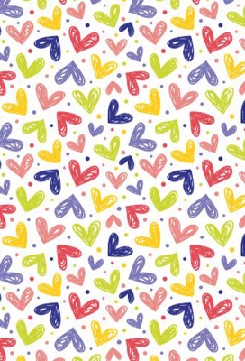 Cadeaupapier Coated hearts multicolor 70cm x 200meter