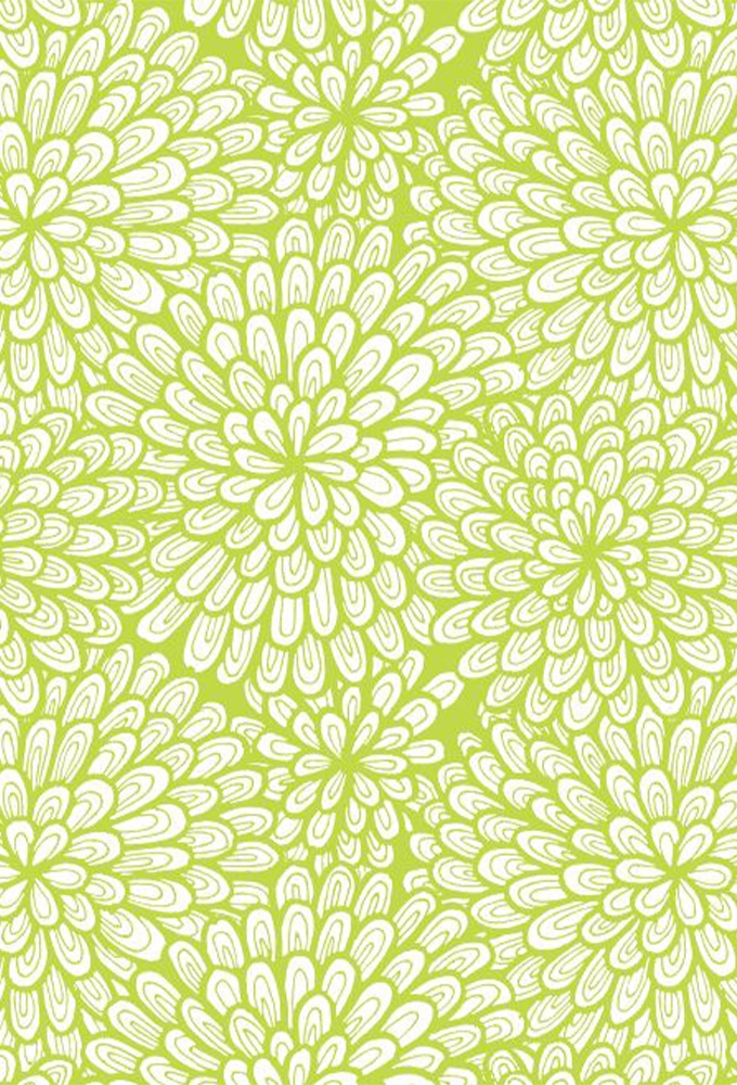 Kadopapier Trendy big dahlia's lime 30cm x 200meter