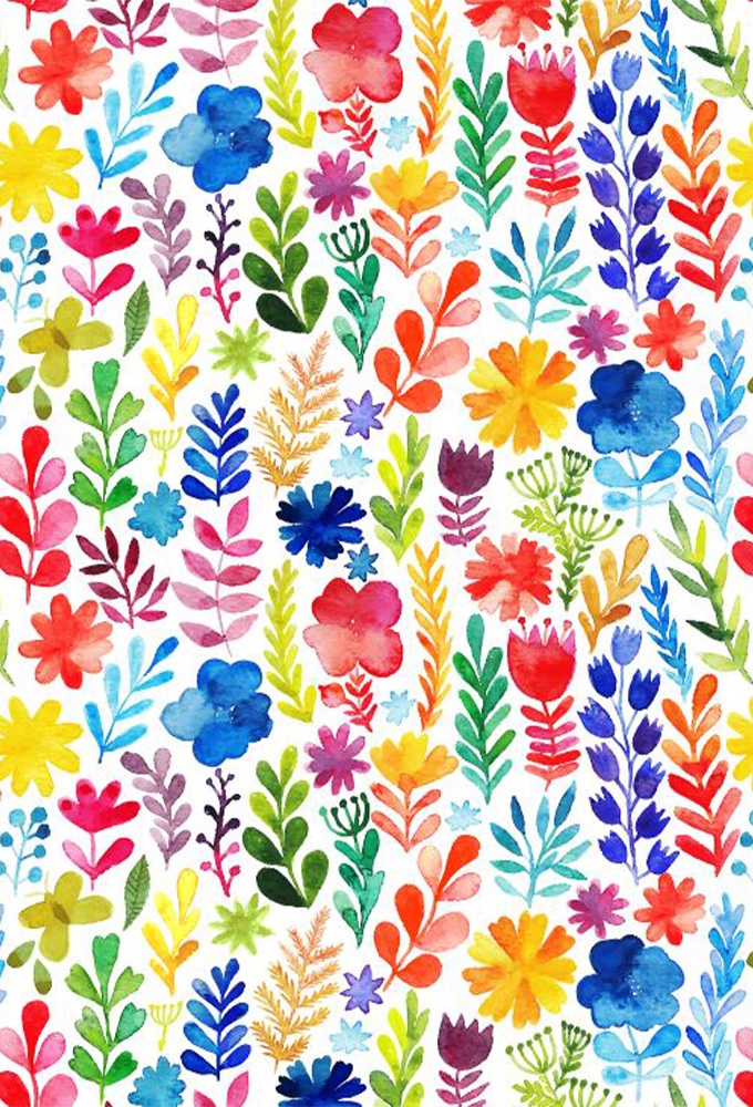 Kadopapier Coated Colourful flowers 50cm x 200meter