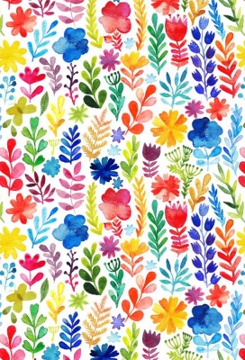 Kadopapier Coated Colourful flowers 50cm x 200meter