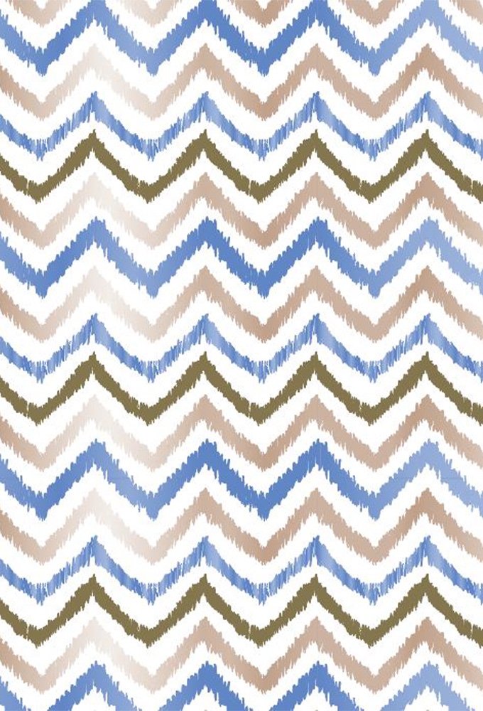 Kadopapier Trendy zigzag lines gold & blue 30cm x 200meter