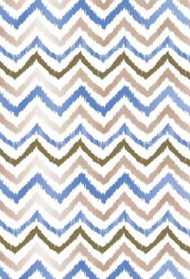 Kadopapier Coated zigzag lines gold & blue 50cm x 200meter