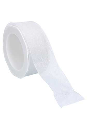 Organza Lint Wit Met Zilveren Spikkels 38mm x 15 meter OP IS OP