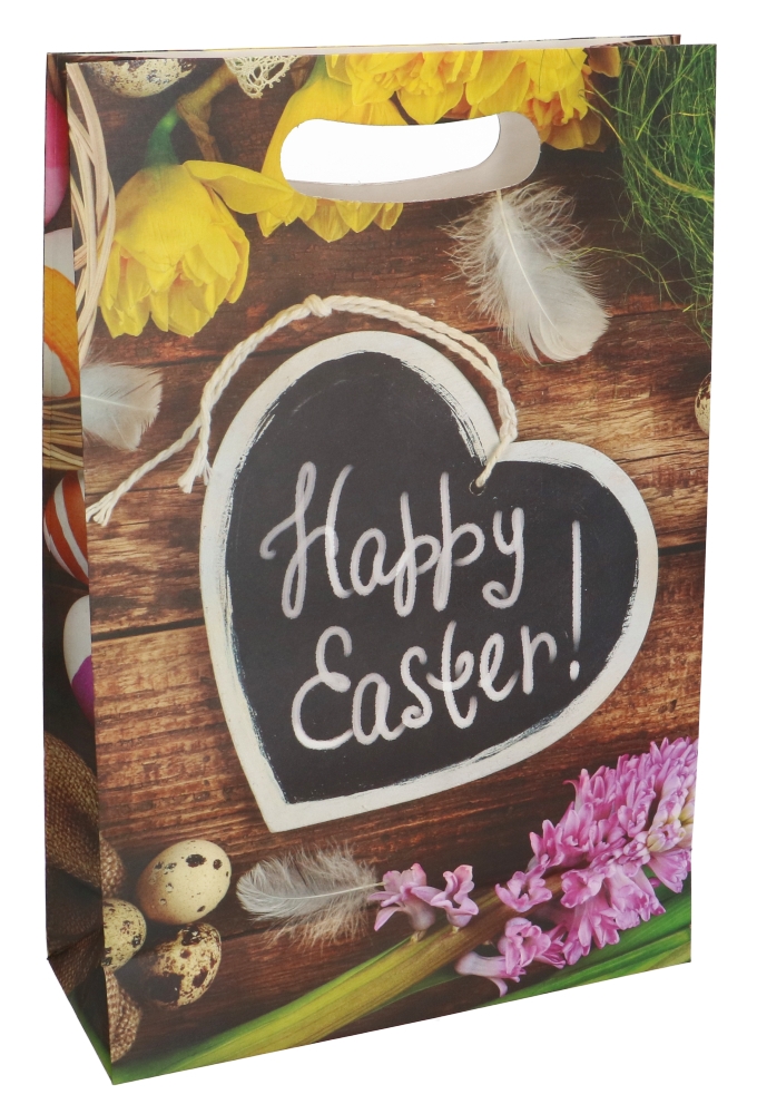 Papieren Paastasjes Happy Easter Met Handgreep 24x9x36cm 120gr 10st