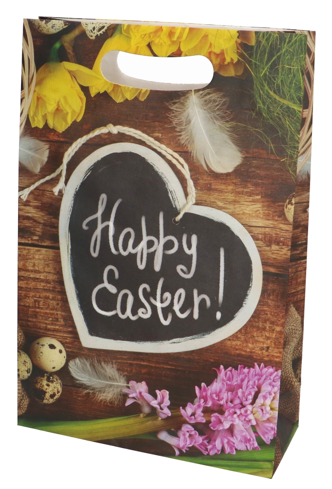 Papieren Paastasjes Happy Easter Met Handgreep 24x9x36cm 120gr 10st