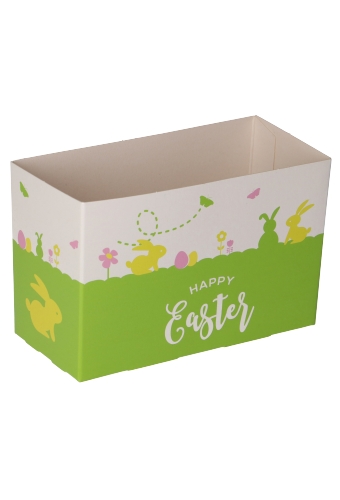 Kadodoosje Korf Happy Easter 15x7x10cm Met Blokbodem Zakje 100stuks
