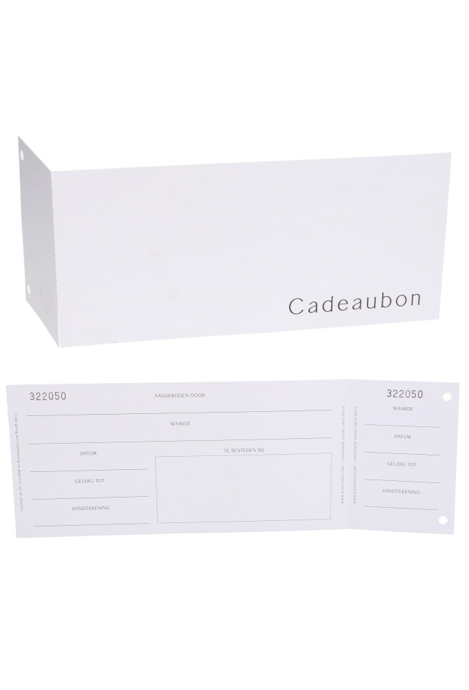 Kadobon 21x9.8 met Controle nummer 12 stuks Wit