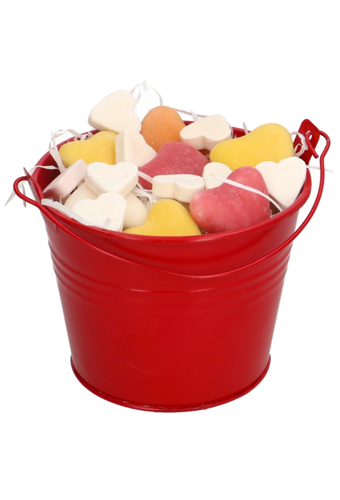 Blikken Emmertje Rood Rond  Met Hengsel r11.7x9cm 1stuks