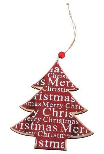 Decoratie Hanger Houten Red Tree Christmas Koord 13.5cm 1st OP IS OP 