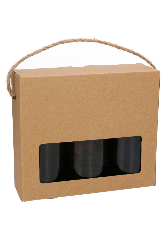 Bierverpakking Kraft voor 3 flesjes Bier Dikbuik FSC® 50stuks