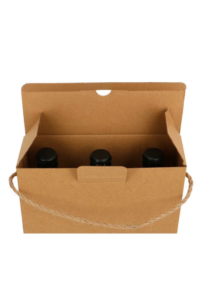 Bierverpakking Kraft voor 3 flesjes Bier Dikbuik FSC® 50stuks