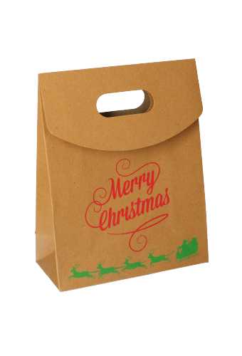 Geschenktasjes Mocona Kraft Merry Christmas 19x9x24.5cm 11stuks