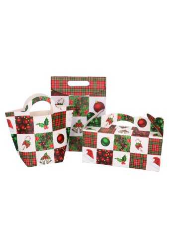 Luxe Draag Kersttas Kerstbes & Hulst 23.5x8x18.5cm 12stuks