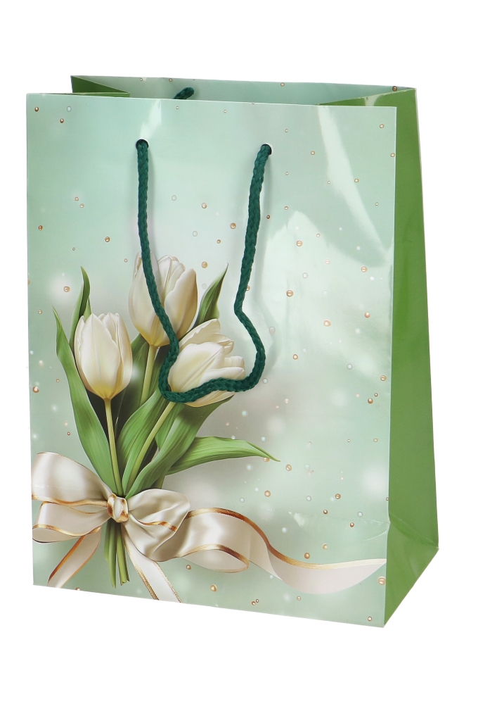 Kadotasjes Bloem Witte Tulp Medium 18x10x23cm 12stuks