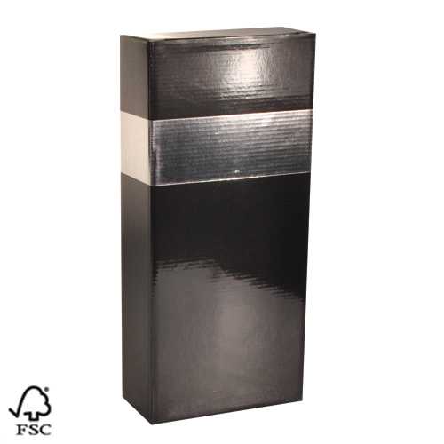 Wijndoos 2 fles Black & Zilver 16.4x8x36.5cm 50stuks