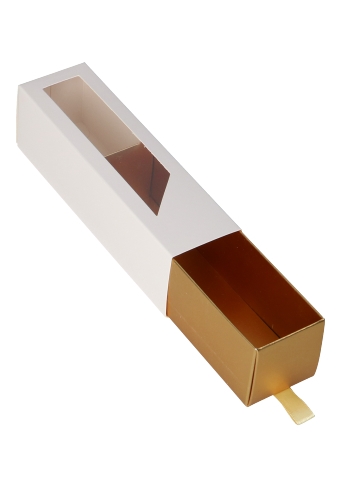 Bonbondoosje 1 Ladeboxje Wit Mat & Goud Mat Hoog 16x4.3x4.5cm 10stuks
