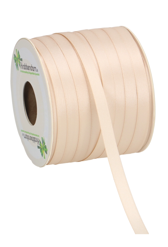 Satijn Dubbel Lint 6mm x 100 meter Creme