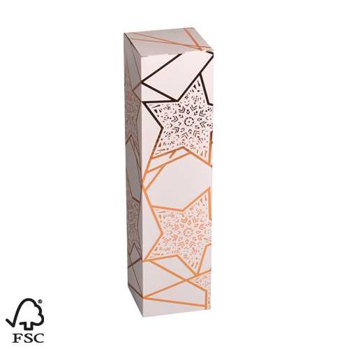 Wijndoos 1 fles Witte Sterren 8.7x8.7x36cm FSC® 50stuks