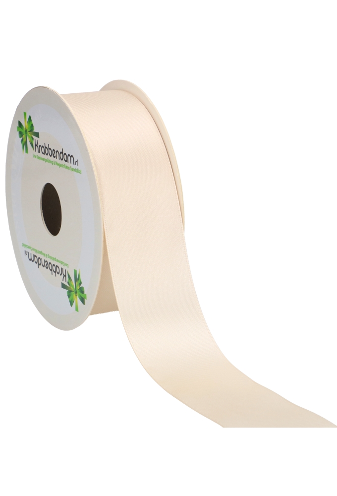 Satijn Dubbel Lint 40mm x 25 meter Creme