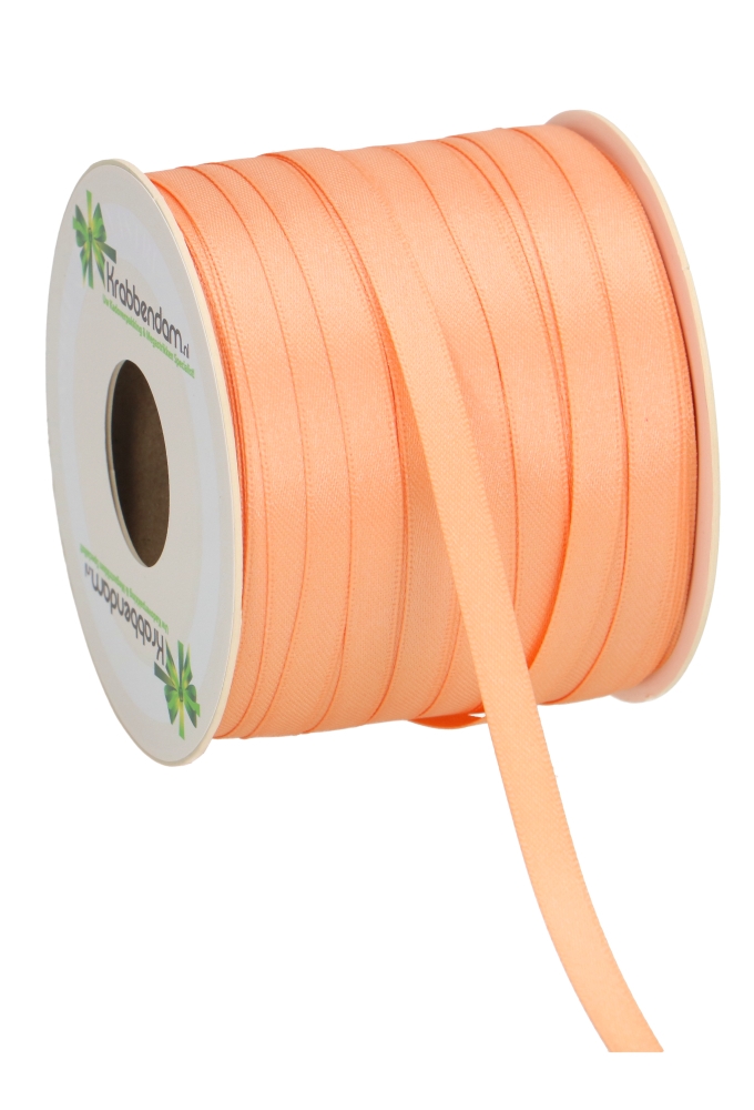 Satijn Dubbel Lint 6mm x 100 meter Peach