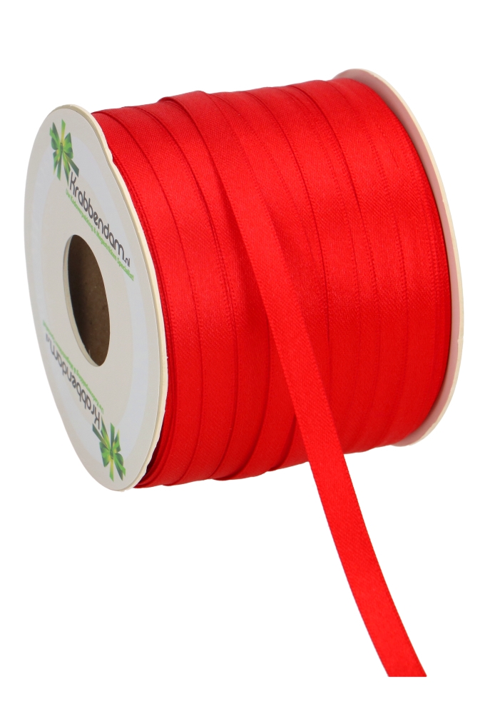 Satijn Dubbel Lint 6mm x 100 meter Rood