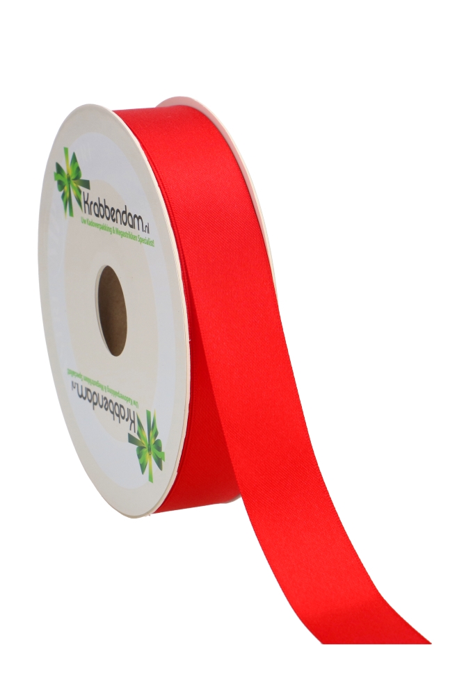 Satijn Dubbel Lint 25mm x 50 meter Rood