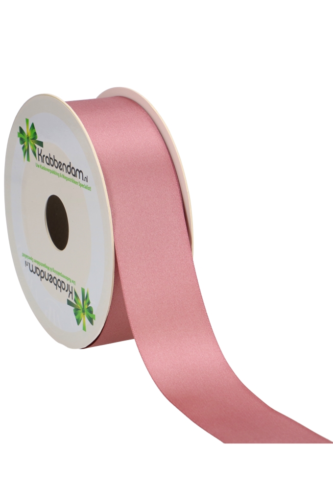 Satijn Dubbel Lint 40mm x 25 meter Oud Roze
