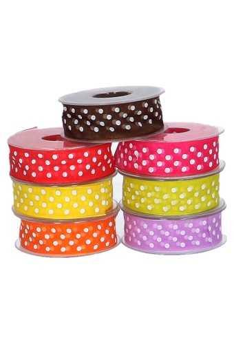 Kadolinten Organza Dots Fuchsia & Wit 25mm x 20 meter