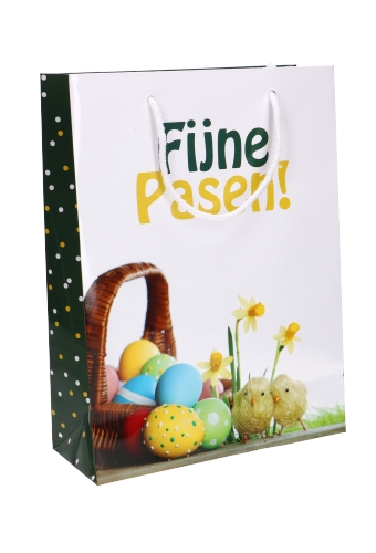 Paastasjes Happy Easter & Fijne Pasen Groen 24x10x32cm 10stuks