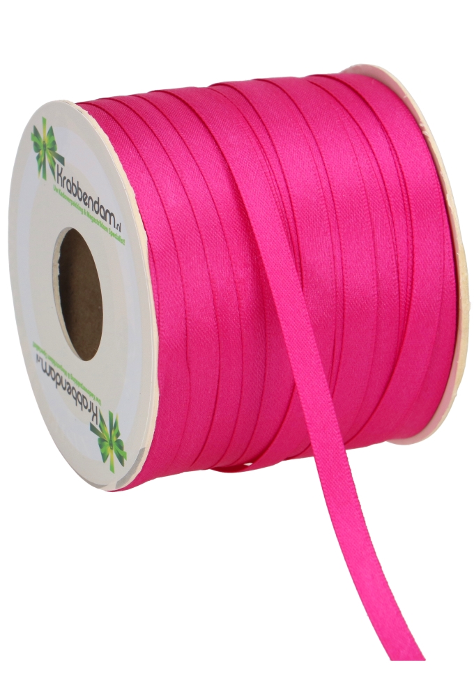 Satijn Dubbel Lint 6mm x 100 meter Fuchsia