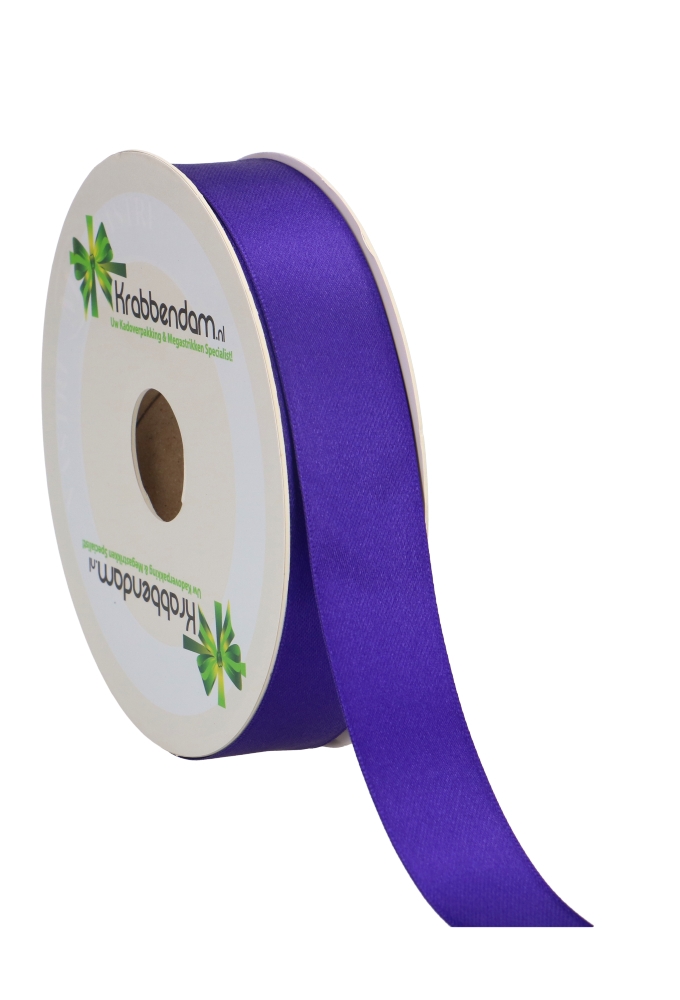 Satijn Dubbel Lint 25mm x 50 meter Donker Paars