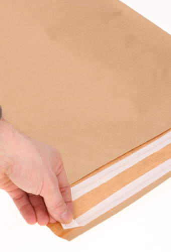 Papieren Verzendzak Zijvouw Zaza Kraft Plakstrip 23x34x8+10cm 500st