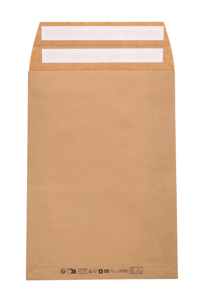 Papieren Verzendzak Zijvouw Zaza Kraft Plakstrip 30x42x8+10cm 400st