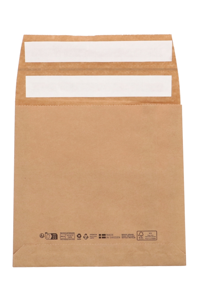 Papieren Verzendzak Zijvouw Zaza Kraft Plakstrip 23x22x4+10cm 600st