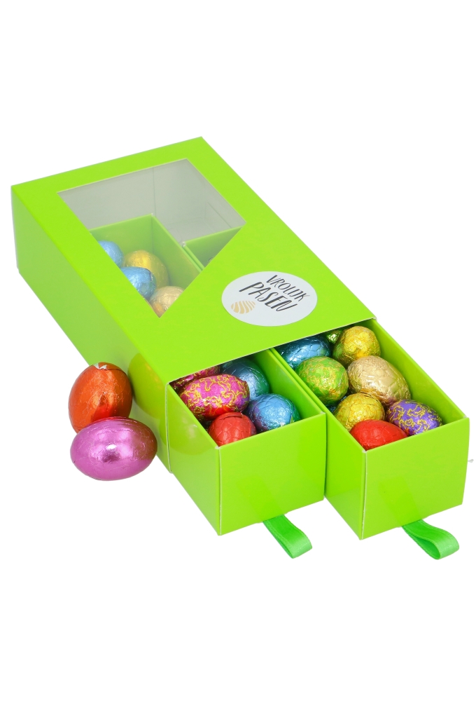 Geschenkdoosje 2 Ladeboxjes Groen Glans 15.5x8.6x4.5cm 10stuks