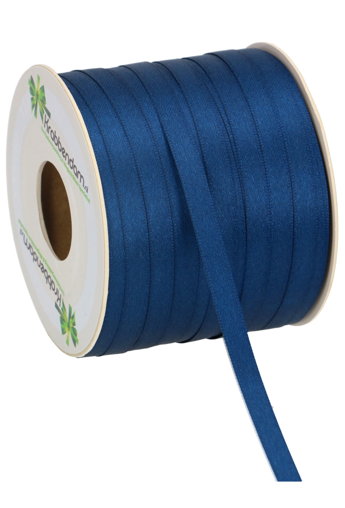 Satijn Dubbel Lint 6mm x 100 meter Marine Blauw