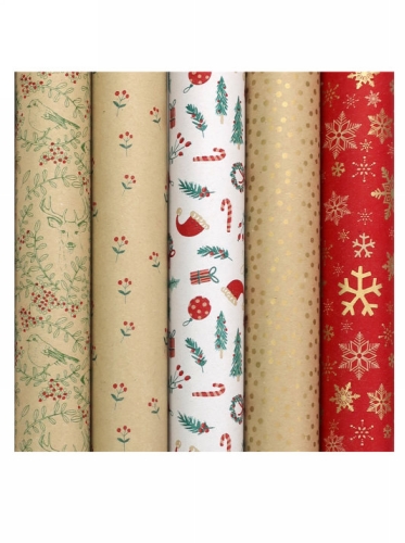 Kerstpapier Consumentenrollen Winter Garden Kraft 70cm x 2meter 50st