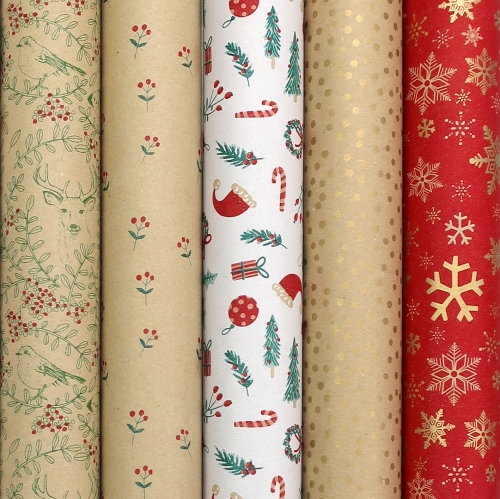 Kerstpapier Consumentenrollen Winter Garden Kraft 70cm x 2meter 50st