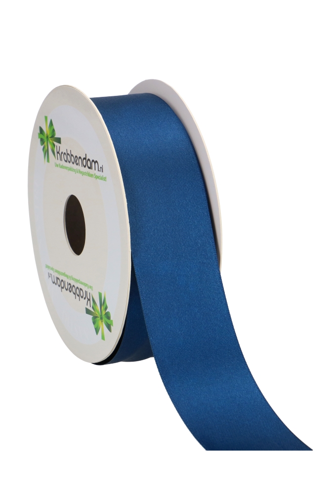 Satijn Dubbel Lint 40mm x 25 meter Marine Blauw