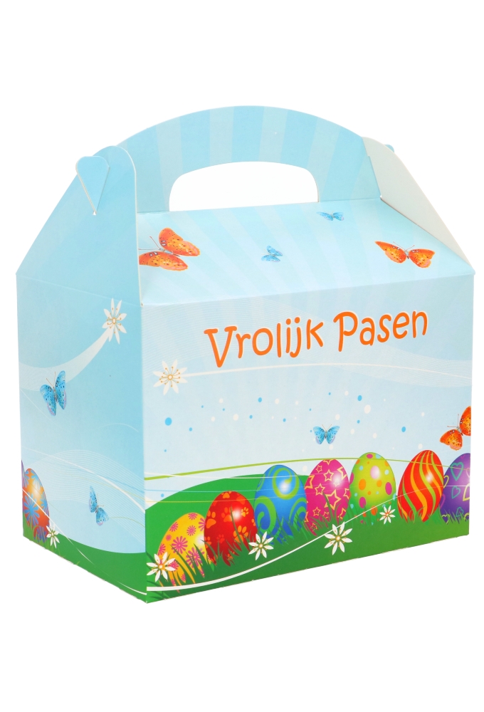 Paasdoos Lunchbox FSC® Vrolijk Pasen Handgreep 17.3x11.4x12.3cm 25st