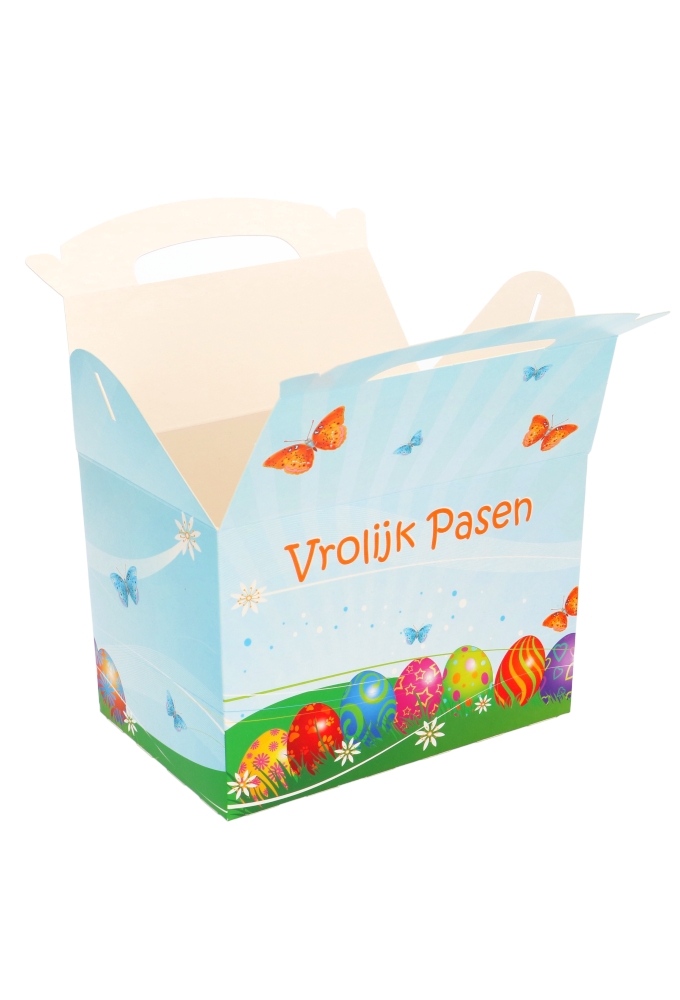 Paasdoos Lunchbox FSC® Vrolijk Pasen Handgreep 17.3x11.4x12.3cm 25st