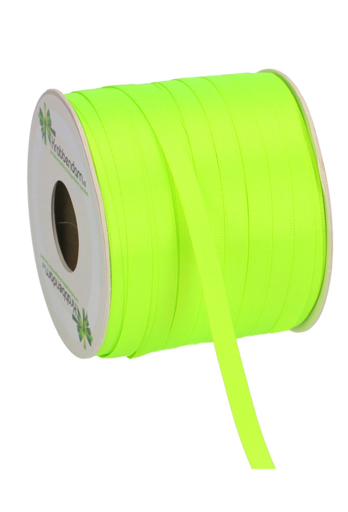 Satijn Dubbel Lint 6mm x 100 meter Groen Neon OP IS OP