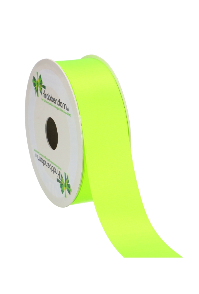 Satijn Dubbel Lint 40mm x 25 meter Groen Neon OP IS OP